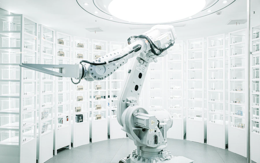 Collaborative robotic arm in an automated facility